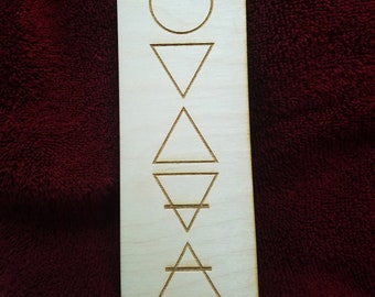 Wiccan / Pagan Altar Fliese mit Elementen auf Holz graviert