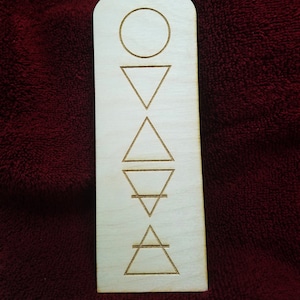 Wiccan / Pagan Altar Tile w/ Elements Engraved on Wood