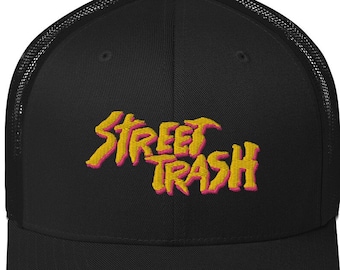 Street Trash Hat | Embroidered 80s Horror Melt Movie Trucker Cap