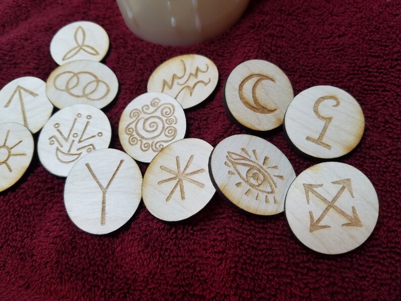 Engraved Birch Witch Runes Set: Divination With Guide & Bag - Etsy