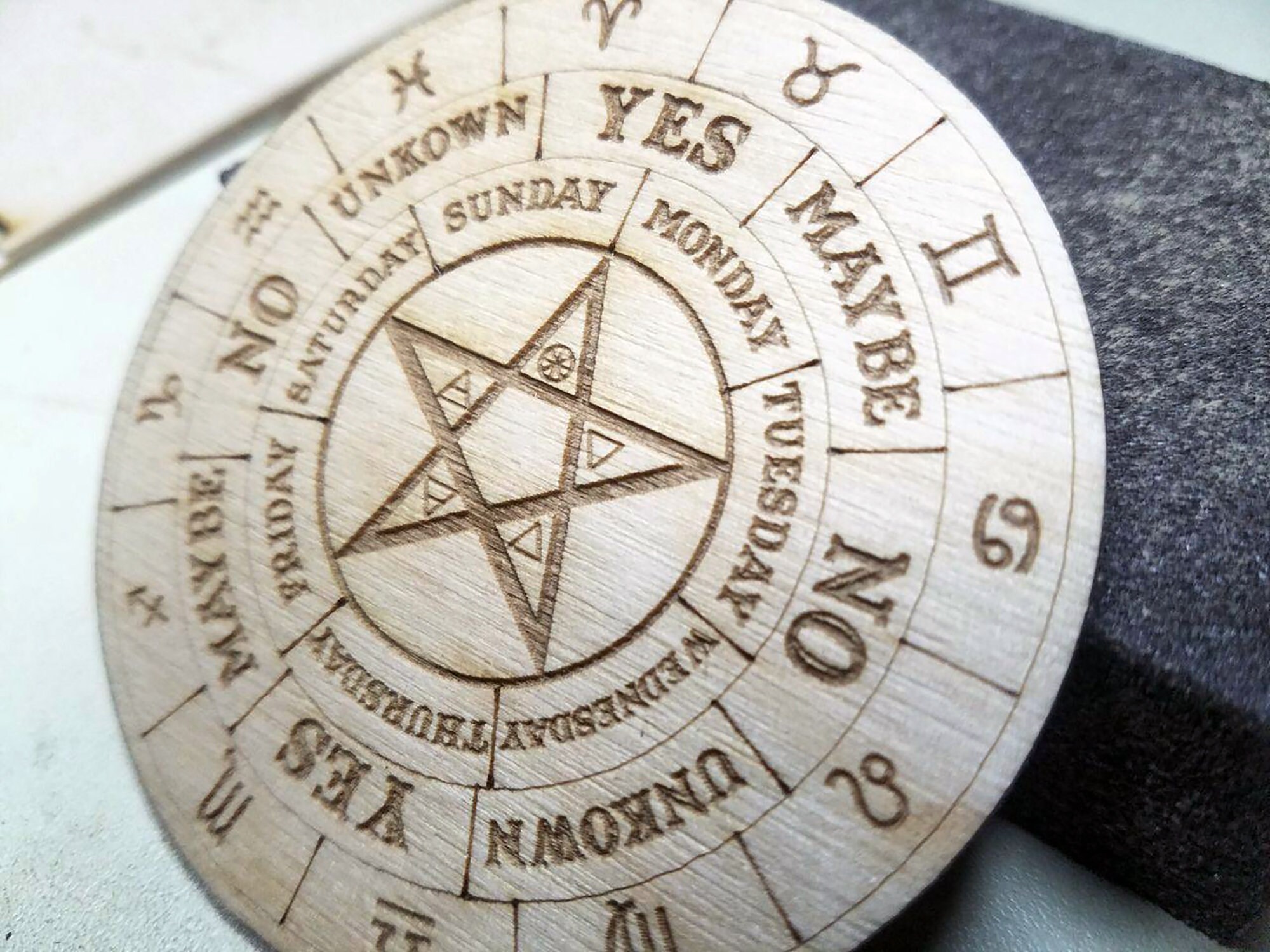 Wooden Pendulum Board With Wiccan Pentacle And Elements Etsy UK