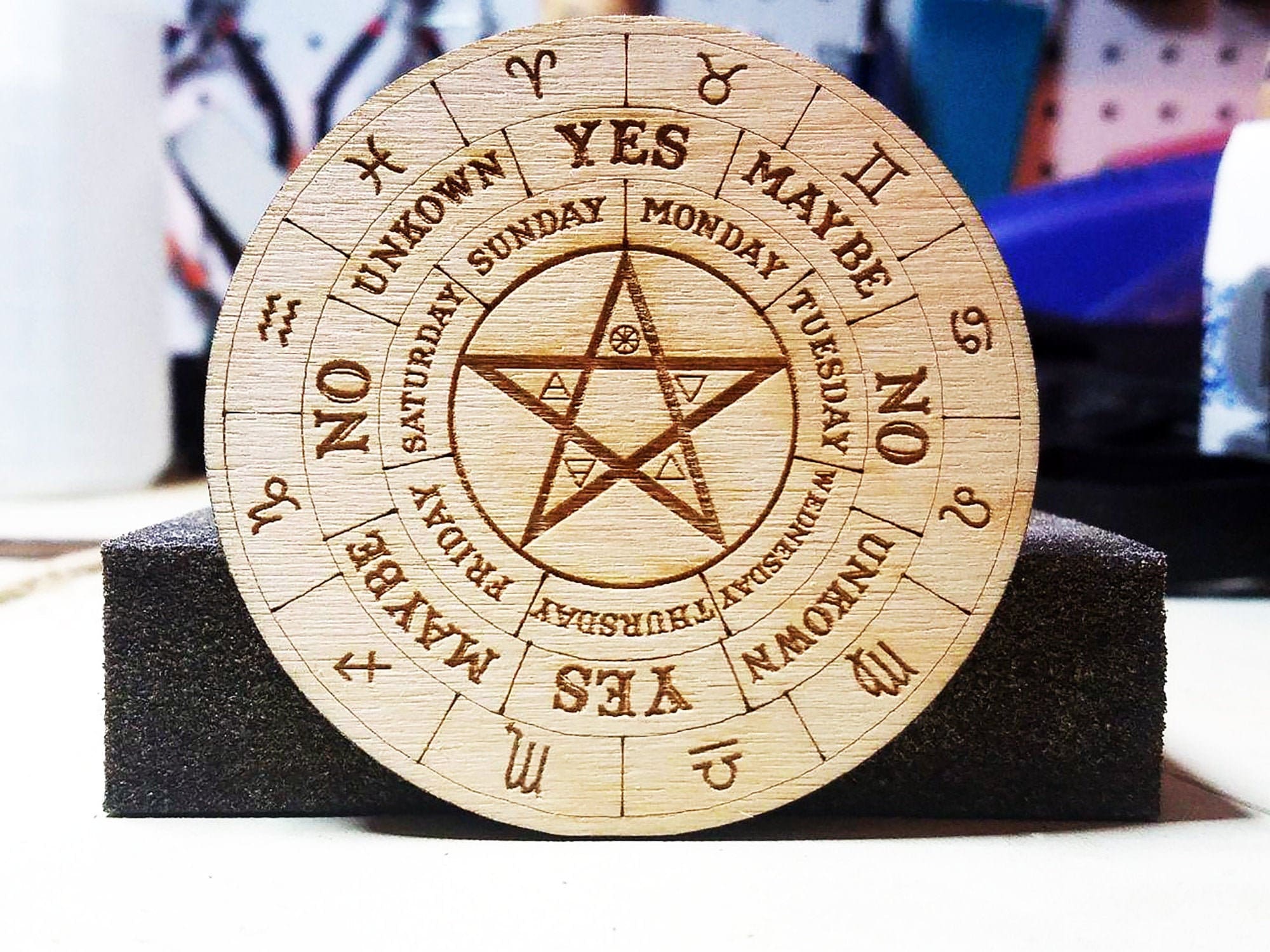 Wooden Pendulum Board With Wiccan Pentacle and Elements Etsy UK