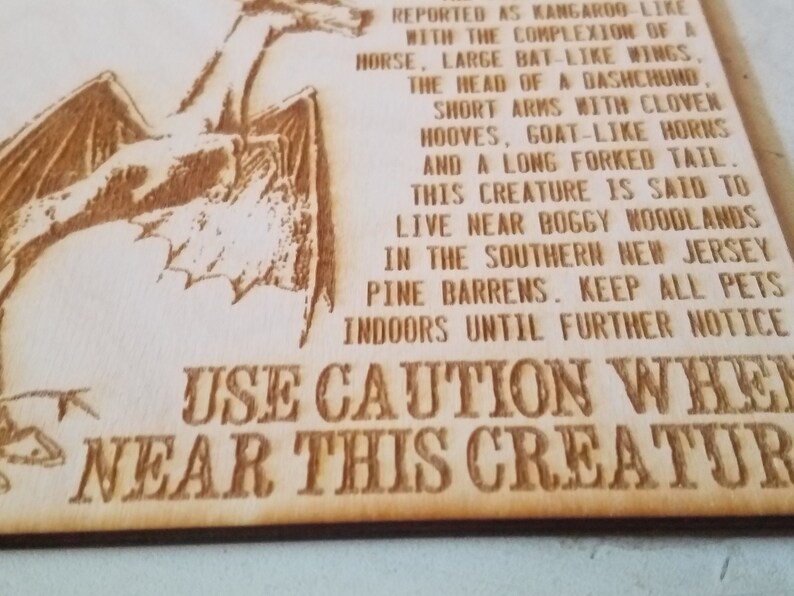Jersey Devil Wanted Poster on Wood Etsy
