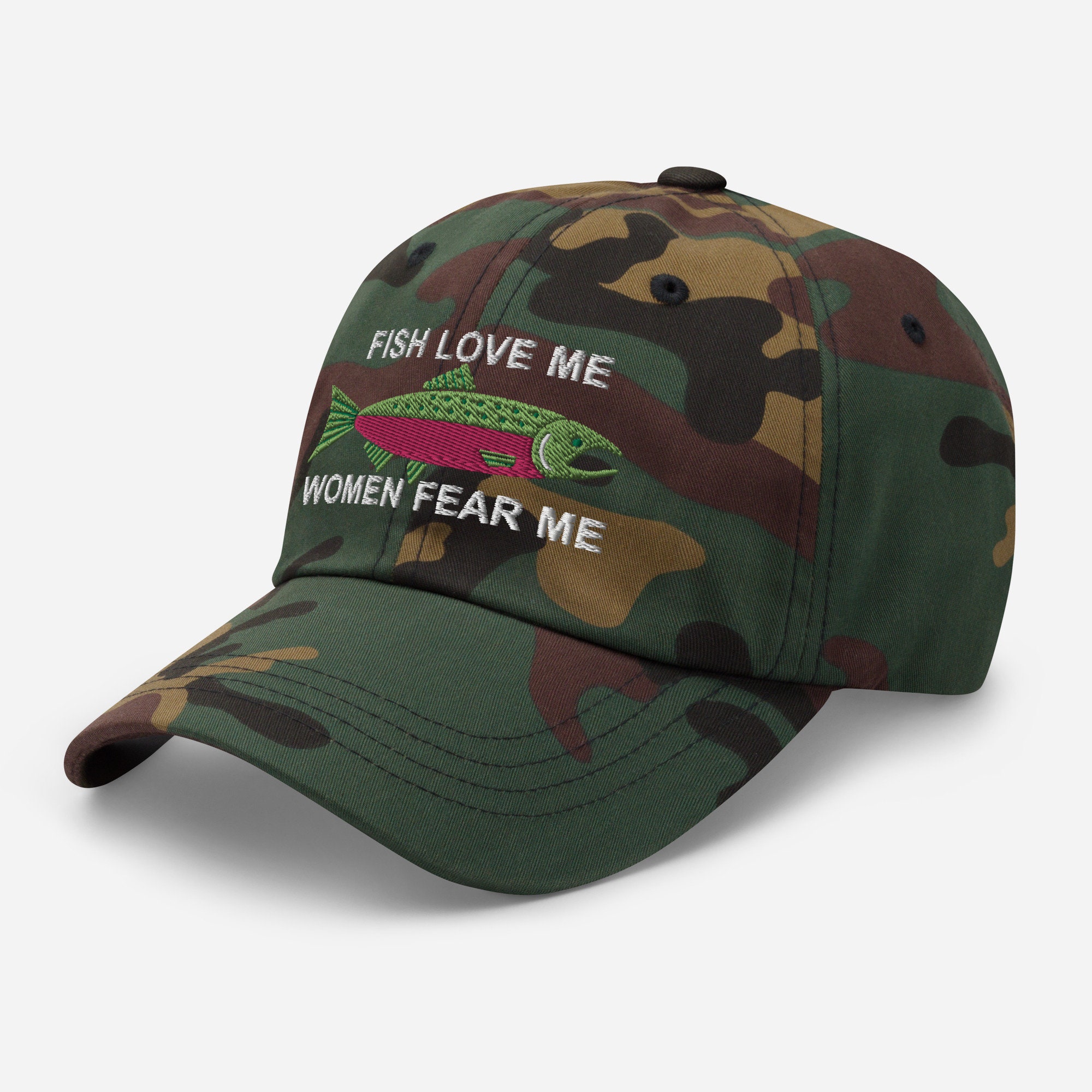 Love Sketches Embroidered Fishing Hook Trucker Snapback Cap - Heather/White, Mesh Back, Unisex Adjustable Hat - View #5