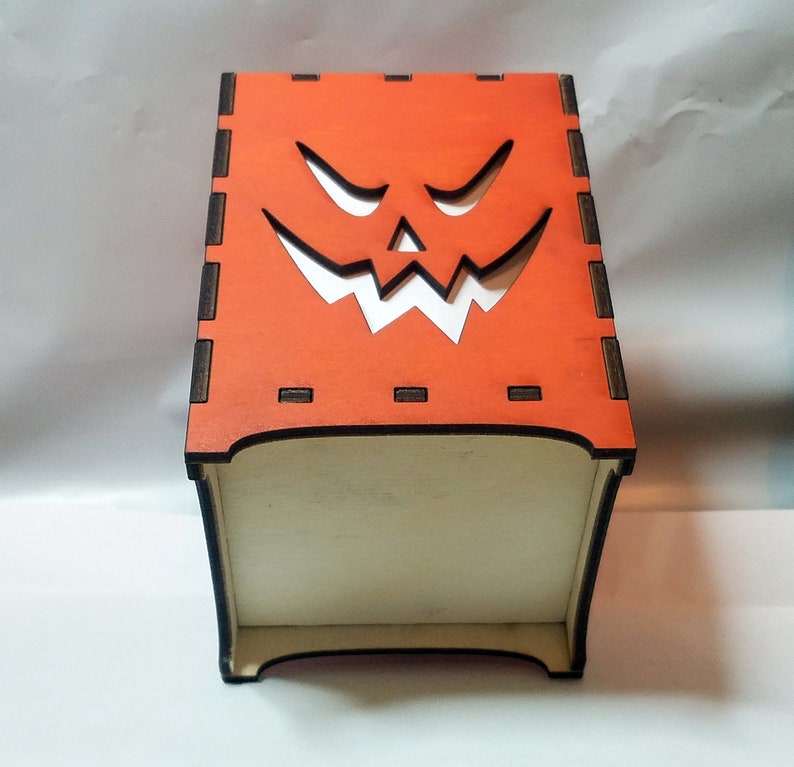 Halloween Jack-o-lantern Night Light Lamp Wooden Orange 4 | Etsy
