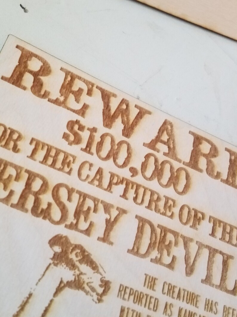 Jersey Devil Wanted Poster on Wood Etsy