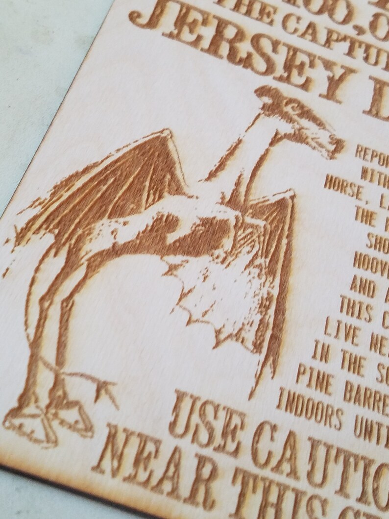 Jersey Devil Wanted Poster on Wood Etsy