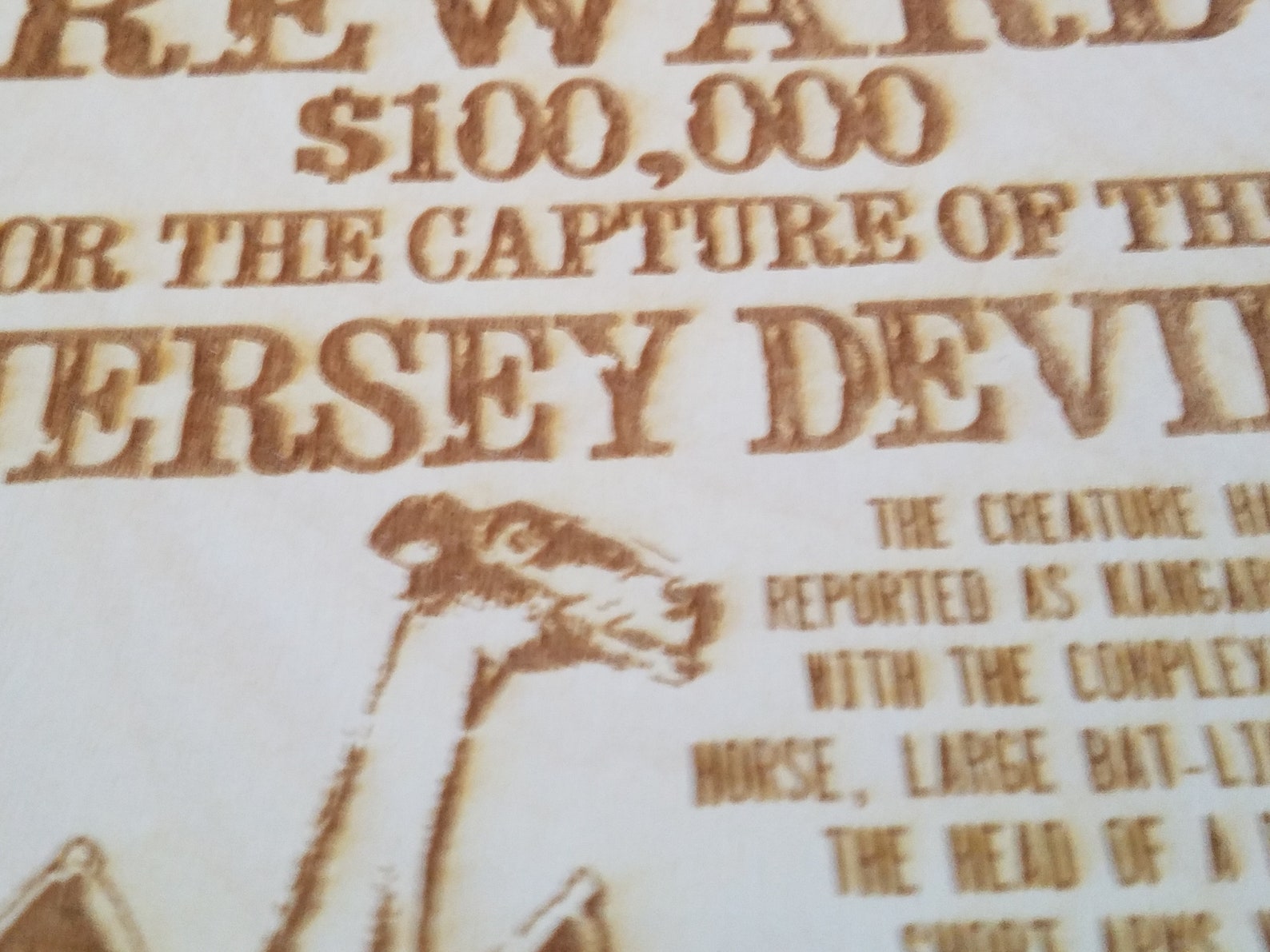 Jersey Devil Wanted Poster on Wood Etsy