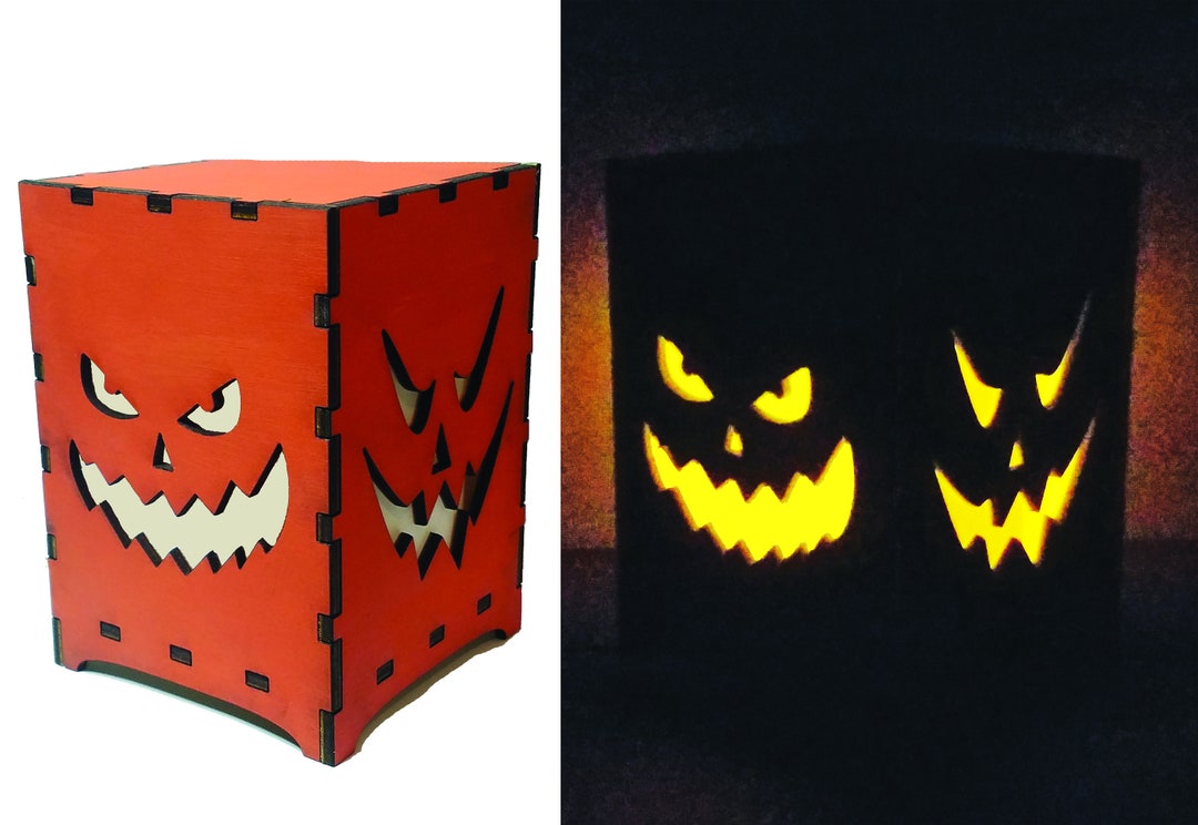 Halloween Jackolantern Tea Light Holder Wooden Orange 4 Etsy