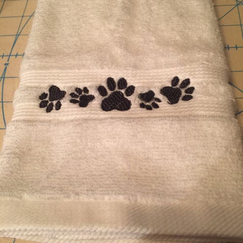 Embroidered Paw Print Tree Tea Towel Guest Towel or Hand Etsy
