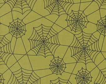 Hey Boo, Spider Webs, Witchy Green designed by Lella Boutique for Moda Fabrics, 5213-17 Green