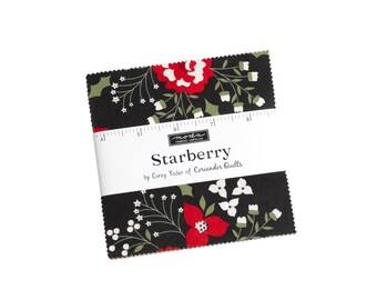 Starberry charm pack, 42 piece 5" x 5" squares designed by  Corey Yoder of Coriander Quilts for Moda Fabrics,  29180PP, Precuts, Christmas