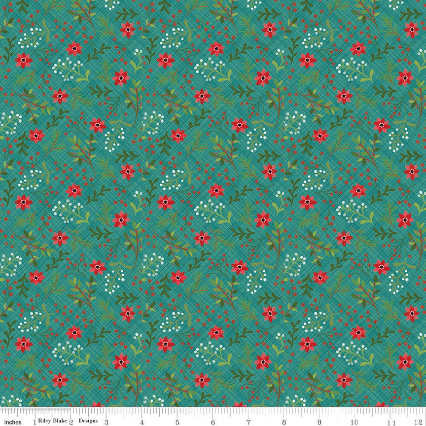 Snowed in Berries Teal Designed by Heather Peterson for Riley Blake ...