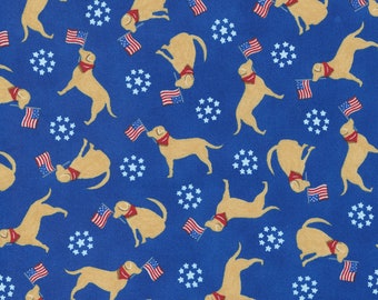 All American, Patriotic Pups, Bunting Blue, designed by Deb Strain for Moda Fabrics, 56022-12, Americana, Red White & Blue, Dog, Black Lab