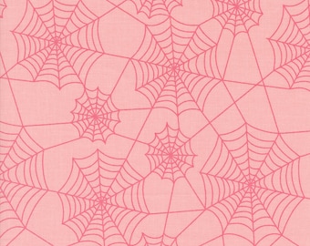 Hey Boo, Spider Webs, Bubble Gum Pink designed by Lella Boutique for Moda Fabrics, 5213-13, Fall, Halloween, Pink