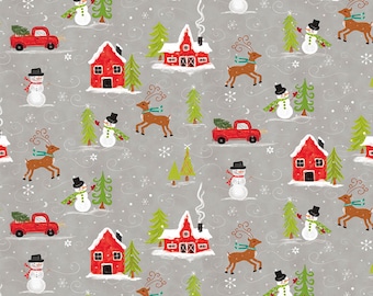 Snowed in Main Glacier designed by Heather Peterson for Riley Blake Design, C10810-Gray.  Christmas, Holiday, Winter