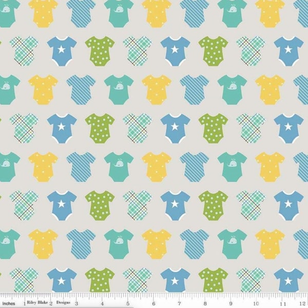 Sweet Baby Boy Onsies, grey,  designed by Lori Whitlock for Riley Blake Designs, nursery, toddler, fabric, C7852-Gray