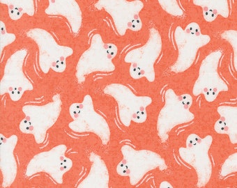 Hey Boo, Friendly Ghost, Soft Pumpkin designed by Lella Boutique for Moda Fabrics, 5211-12, Fall, Halloween, Ghosts, Orange