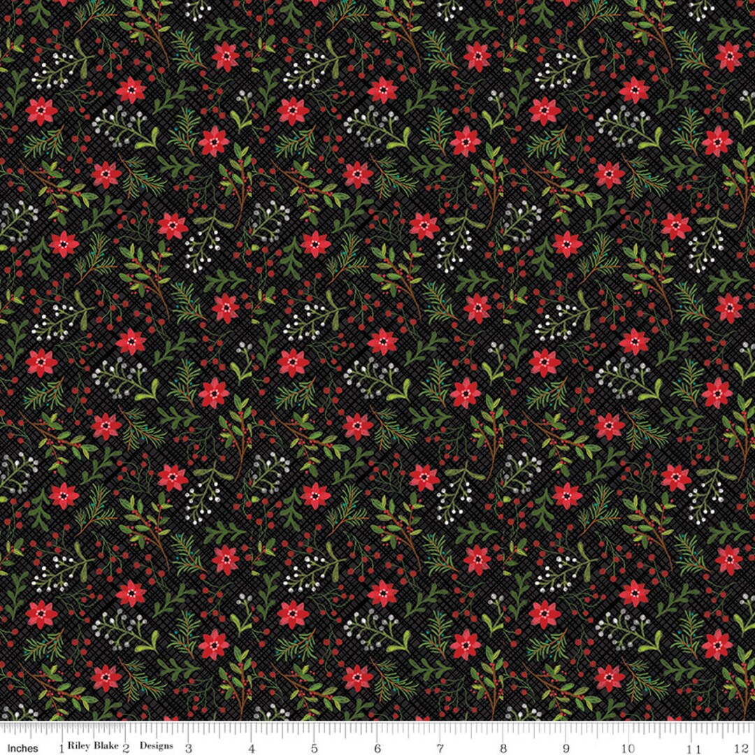 Snowed in Berries Black Designed by Heather Peterson for Riley Blake ...