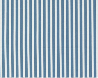 Shoreline, Simple Stripe, Medium Blue designed by Camille Roskelley for Moda Fabrics, 55305-13