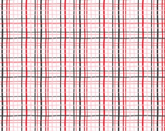 Happy Hearts, Plaid White, designed by Nancy McKenzie of Pink Light Studio for Wilmington Prints, Valentine Day fabric