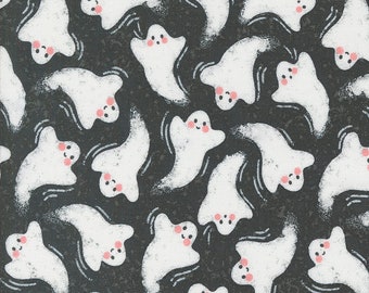 Hey Boo, Friendly Ghost, Midnight designed by Lella Boutique for Moda Fabrics, 5211-16, Fall, Halloween, Ghosts, Black