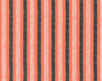 Hey Boo, Boougie Stripes, Soft Pumpkin designed by Lella Boutique for Moda Fabrics, 5214-12 Black/Orange