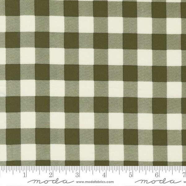 Evermore Fern, Picnic Gingham Checks by Sweetfire Road for Moda Fabrics, 43155-14, Dark Green