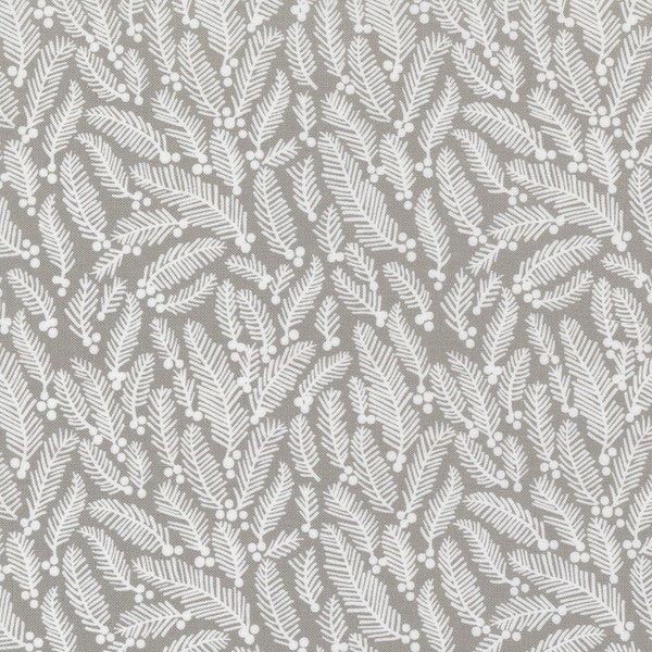 Christmas Eve Dove, Sprigs Blenders, designed by Lella Boutique for Moda Fabrics, 5182-13, Holiday, Pine Sprigs, Grey