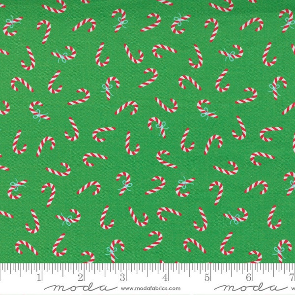 Holiday Essentials Christmas, Green, Candy Cane Love designed by Stacy Hsu for Moda Fabrics, 20743-14