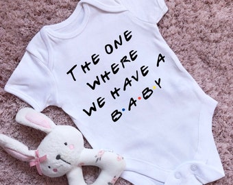 FRIENDS INSPIRED THE ONE WHERE WE BECOME PARENTS TV SHOW BABY GROW VEST GIFTS