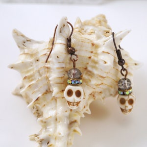 Sugar Skull Earring Goth Copper Earring Day of the Dead Earring Gift Dia de los Muertos Earring Goth Skull Jewelry Handmade Gift For Her