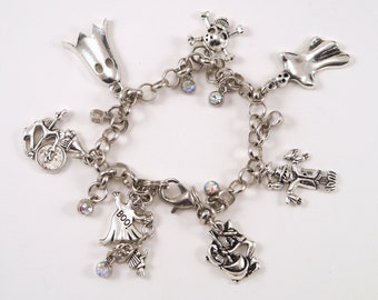Skull Charm Bracelet, Witch Charm Bracelet, Charm Bracelet, Ghost Charm Bracelet, Goth Charm Bracelet, Handmade by RosebudsGlitter