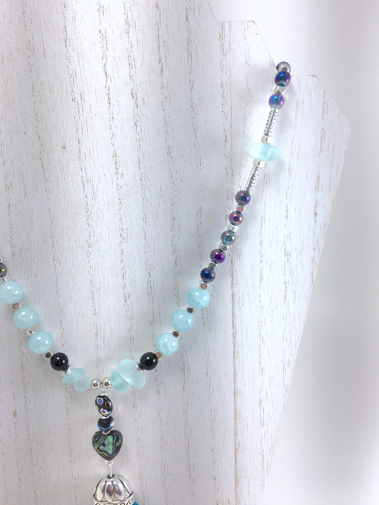 Blue Mermaid Necklace Blue Quartz Necklace Blue Hawaiian Gift Sea Glass ...