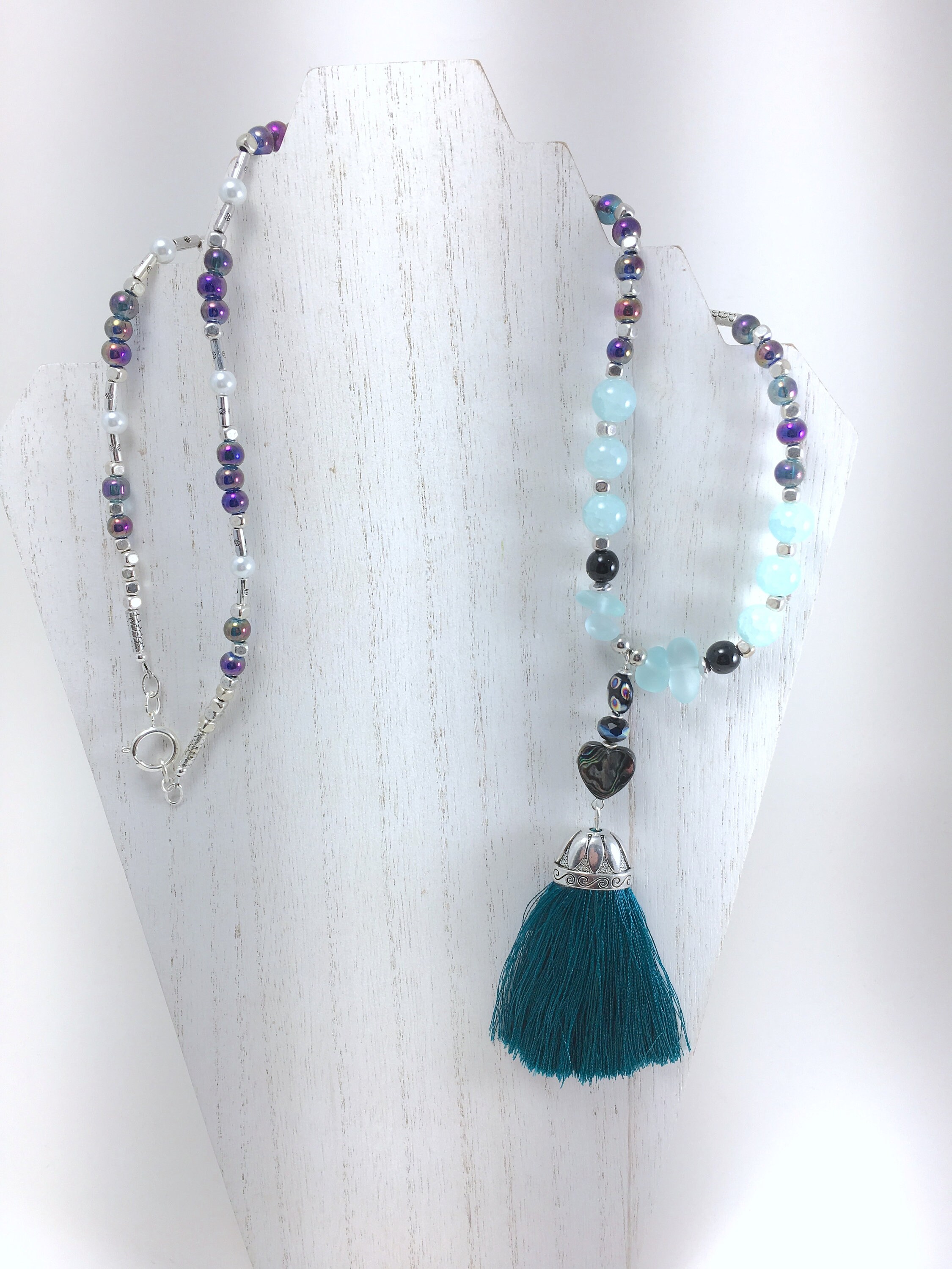 Blue Mermaid Necklace Blue Quartz Necklace Blue Hawaiian Gift Sea Glass ...