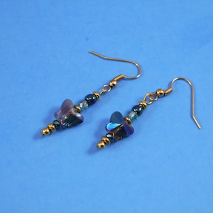 Butterfly Earring Gold Earring Blue Birthday Earring Crystal Butterfly Earring Handmade Blue Butterfly Gift Earring Boho Chic Gift For Her
