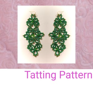 Long Beaded Tatting Lace Earrings Pattern, Tatting Shuttle Jewelry, Needle Earring, PDF Tutorial Step by Step, Tatting Earrings PDF, Tatting