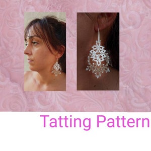 Earring Tatting Patterns, Needle Tatting Patterns, Needle Tatting Patterns Needle, Shuttle Tatted Beaded Earrings, Tatting Jewelry Pattern