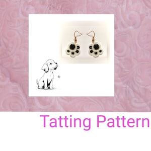 Paw Earrings, Tatting Lace Pattern, Needle Tatting Patterns, Shuttle Tatting Patterns, Handmade Tatting Earrings Paw, Frivolite Jewellery