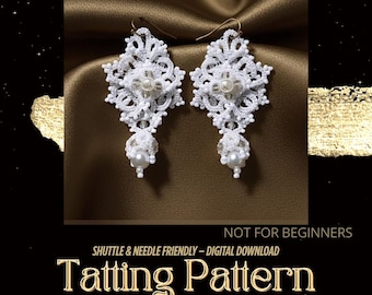 Tatting Lace Earrings Pattern – DIY Beaded Jewelry Tutorial (PDF Download)