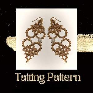 Tatting Lace Earrings PDF Pattern – DIY Needle & Shuttle Tutorial – Frivolite Beaded Jewelry Tutorial