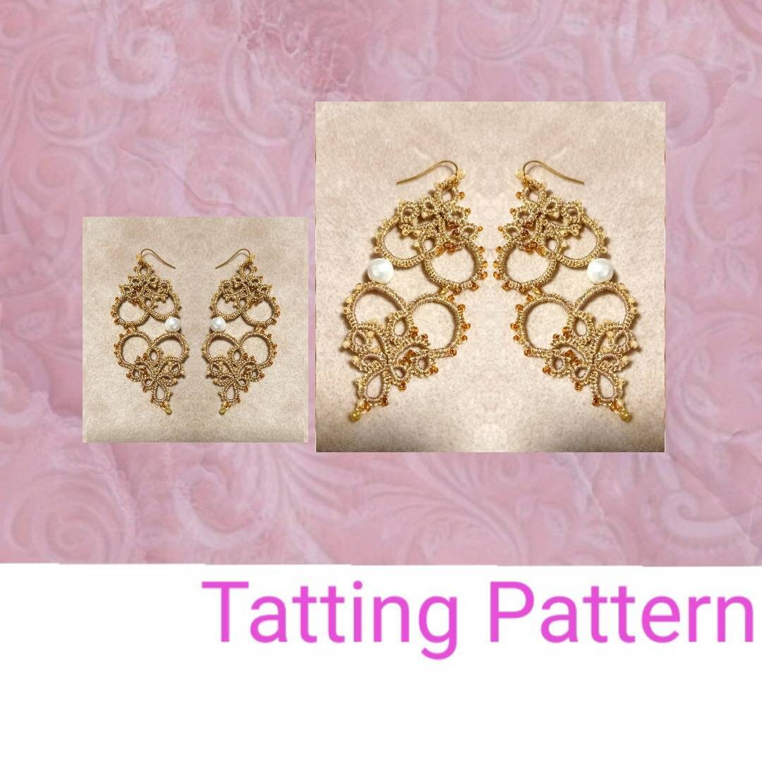 Heart Earrings Tatting Pattern, Tatting Jewelry, Shuttle Tatting