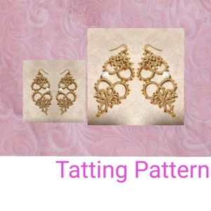 Heart Earrings Tatting Pattern, Tatting Jewelry, Shuttle Tatting Earrings Pattern, Needle Tatting Lace Pattern, Tatted Lace Earring Tutorial