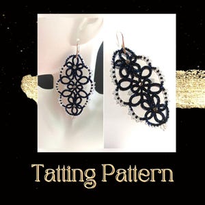 Tatting Lace Earrings PDF Pattern – DIY Needle & Shuttle Tutorial – Frivolite Beaded Jewelry Tutorial