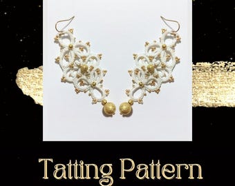 Tatting Lace Earrings Pattern – DIY Beaded Jewelry Tutorial (PDF Pattern)