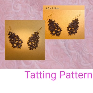 Tatting Earrings Pattern, Small Earrings Frivolite Tutorial, Tatting Pattern PDF, Shuttle & Needle Tatting Digital Tutorial, Tatted Earring