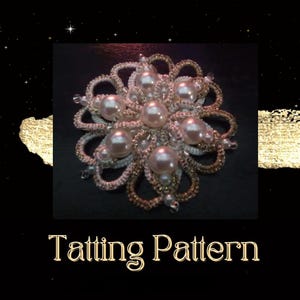 Tatting Pattern Pearl Snowflake, Easy Tatting Pattern, Needle Tatting Patterns, Frivolite Christmas Ornament, Shuttle Tatting Pattern Decor