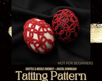 Egg Tatting Pattern PDF – Easter Lace Ornament, Advanced Frivolite – NOT for Beginners