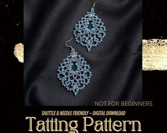 Tatting Lace Earrings Pattern – Beaded Frivolite Jewelry (PDF Pattern)