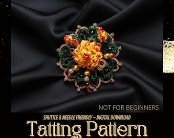 Roses Tatting Lace Brooch Pattern: Frivolite Flower (PDF)– NOT for Beginners